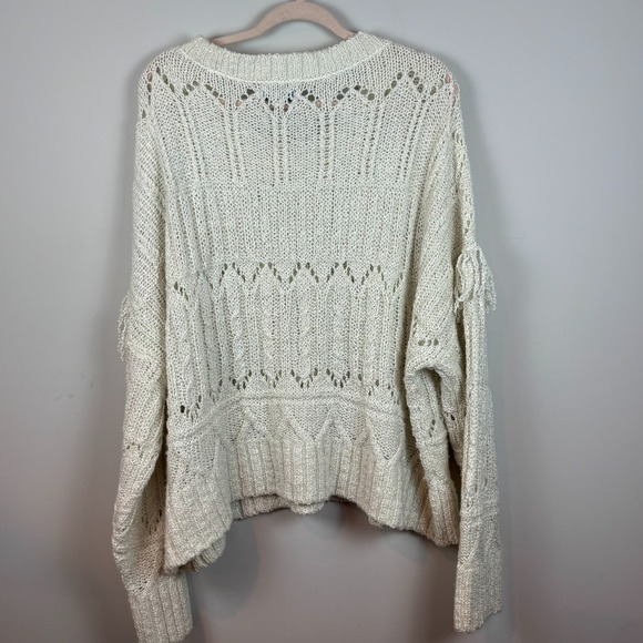 Old Navy Beige Fringe Open Knit Long Sleeve Pullover Sweater Womens XXL Western - Picture 6 of 10